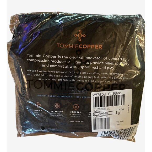 Tommie Copper Adjustable Back Brace L/XL Black Nylon Spandex Unisex New in Bag - Picture 7 of 8